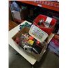 Image 1 : BOX OF ALCOHOL COLLECTIBLES - BRANDED LIQUOR GLASSES, FLAGS,ETC