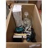 Image 1 : BOX OF ESTATE GOODS, DVDS, XBOX KINECT, MINIATURE VASES AND FLORALS, CRYSTAL DECANTER