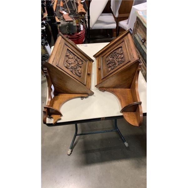 2 ANTIQUE OAK CORNER CABINETS