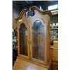 Image 3 : OAK DROPFRONT DESK GLASS DOOR DISPLAY CABINET