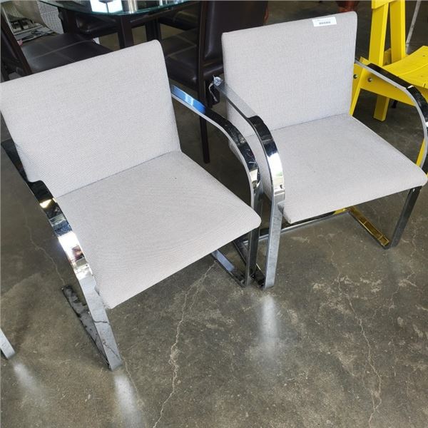 PAIR OF MODERN GREY METAL FRAME CHAIRS