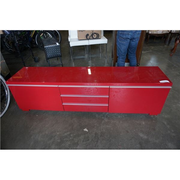 RED MEDIA STAND - 71 INCHES LONG