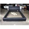 Image 1 : BLACK LEATHER LOOK QUEEN SIZE BED FRAME - WITH CENTER BAR