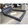 Image 2 : BLACK LEATHER LOOK QUEEN SIZE BED FRAME - WITH CENTER BAR