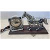 Image 2 : SNIDER HORSE CLOCK WORKING WITH 2 PORCELAIN BUSTS