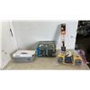 Image 1 : LOT OF RADIO TUBES, THREAD REPAIR KITS, LAWNMOWER SWEEPER BLADE AND RADIOS