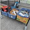 Image 1 : MILWAUKEE JOBSITE RADIO WORKING WITH 3 TOTES AND BOX OF SHOP SUPPLIES