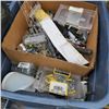 Image 3 : MILWAUKEE JOBSITE RADIO WORKING WITH 3 TOTES AND BOX OF SHOP SUPPLIES