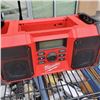 Image 8 : MILWAUKEE JOBSITE RADIO WORKING WITH 3 TOTES AND BOX OF SHOP SUPPLIES