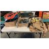 Image 1 : 3 TRAYS OF TOOLS, HARDWARE, TOOL BELTS