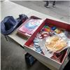 Image 1 : TRAY OF HAIR ACCESSORIES COLLECTIBLES, COWBOY HATS, DU RAGS AND HEAD TOWELS