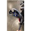 Image 8 : KNIGHT GOLF BAG WITH VARIOUS CLUBS - TAYLOR MADE DRIVER, CALLAWAY AND OTHER CLUBS