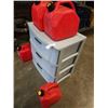 Image 2 : STERILITE 3 DRAWER ORGANIZER AND 4 GAS CANS