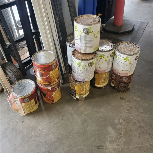 LOT OF PAINT AND DECK COATING