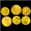 Image 1 : 1849-1862 Set of 6 $1 Gold Coins NICELY