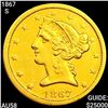 Image 1 : 1867 $5 Gold Half Eagle CHOICE AU