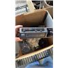 Image 2 : LOT OF STEEL FITTINGS, CB RADIO, 8 TRACK PLAYER, NETWORK WIRE TOOL AND MORE