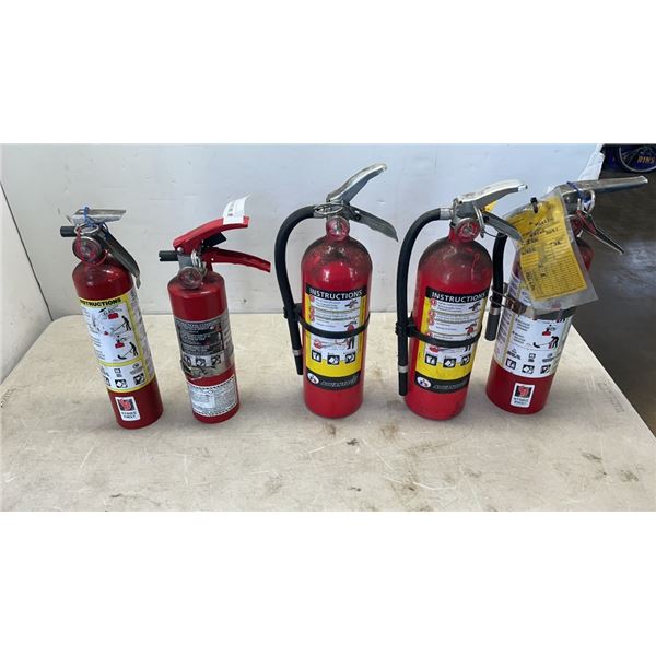 5 CHARGED FIRE EXTINGUISHERS