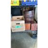 Image 1 : 2 METAL PLANTER POTS, 2 WOOD CANNISTERS AND ARTIFICIAL PLANTS