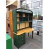 Image 2 : MAPLE AND GREEN DESK WITH HUTCH