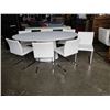Image 1 : MODERN WHITE MOES DINING TABLE WITH 7 WHITE DINING CHAIRS