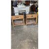 Image 1 : PAIR OF MAGNUSSEN HOME RECLAIMED WOOD STONE TOP 1 DRAWER ENDTABLES