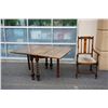 Image 1 : ANTIQUE CARVED DROPLEAF DINING TABLE AND CHAIR