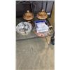 Image 1 : 2 DECORATIVE LIDDED DISHES, RING BEARER PILLOW, GLASS LAZY SUSAN AND BOWLS