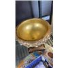 Image 8 : 2 DECORATIVE LIDDED DISHES, RING BEARER PILLOW, GLASS LAZY SUSAN AND BOWLS