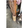 Image 2 : 3 POTTERY VASES AND DECORATIVE STICKS AND PLANTS
