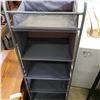 Image 2 : VINTAGE SIDE TABLE WITH RECORD RACK AND FABRIC SHELVING UNIT