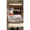 Image 2 : 2 TRAYS VANTIY MIRROR, ARTS AND CRAFTS SUPPLIES, DECORATIVE EGGS, MAKEUP, WALLETS