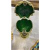 Image 7 : 2 METAL COFFEE SETS ON TRAYS AND DECORATIVE EGG CONTAINER
