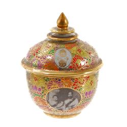 Benjarong Heavy Gilded Bowl Lid  Rama V (ANT-407)