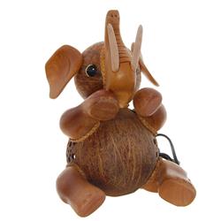 Hand Made Coconut Shell Elephant Lamp (DEC-259)
