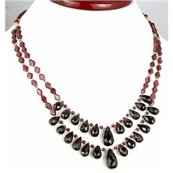 279ct. Top Natural Garnet & Smokey Quartz Designer Necklace 21" RETAIL $7500 (JEW-1151)