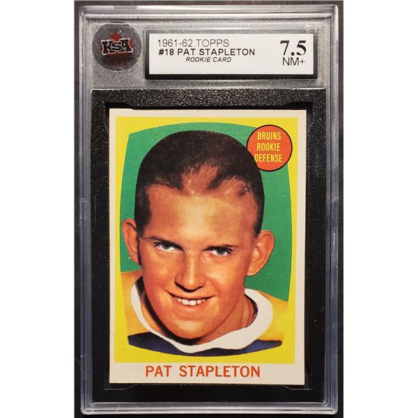 1961-62 Topps #18 Pat Stapleton RC (KSA 7.5) NM+