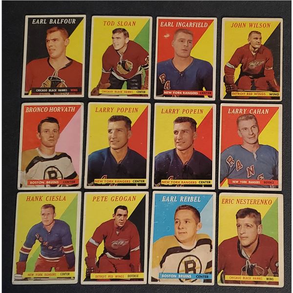 1958-59 Topps Hockey - Lot of 12 cards GD to VG/EX