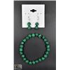 Image 1 : #38-GREEN BEAD MALACHITE BRACELET & EARRINGS