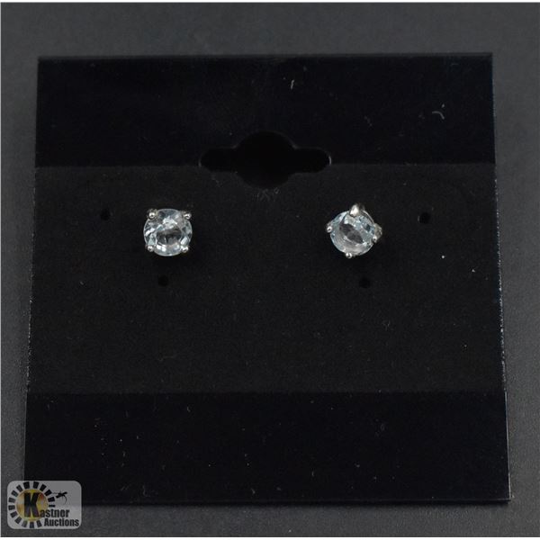 #6-NATURAL UNHEATED AQUAMARINE  STUD EARRINGS