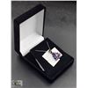 Image 1 : 83-#NATURAL UNHEATED AMETHYST & CZ NECKLACE 18"