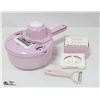 Image 1 : PINK SLICER/DRAINER, HAS 5 CUTTING ATTACHMENTS