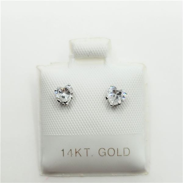 BZ322-77 14K WHITE GOLD CUBIC ZIRCONIA EARRINGS