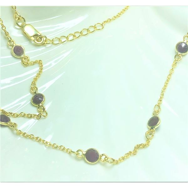 BZ322-64 SILVER RUBY 18  NECKLACE