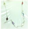 Image 1 : BZ322-87 SILVER MULTI GEMSTONE 18" NECKLACE