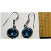 Image 1 : 21)  OVAL SWISS BLUE TOPAZ DROP EARRINGS