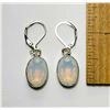 Image 1 : 14) OVAL FACETTED MILK OPAL DROP EARRINGS