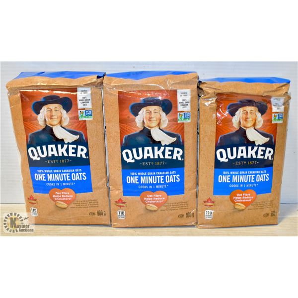 3 BAGS OF QUAKER ONE MINUTE OATS 900G BAGS