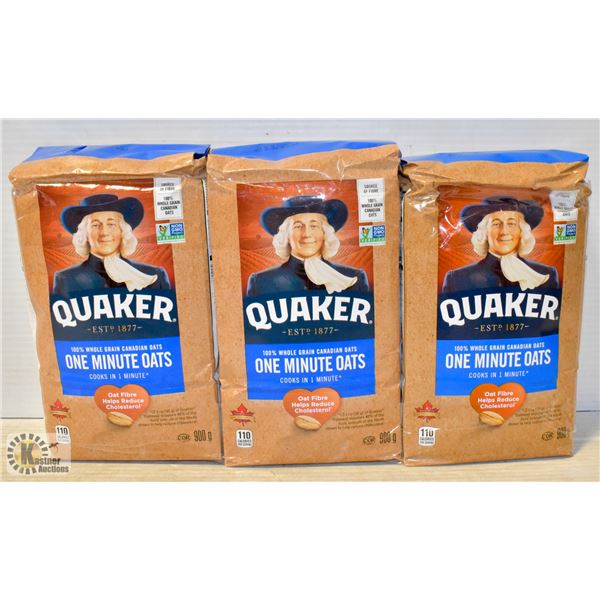 3 BAGS OF QUAKER ONE MINUTE OATS 900G BAGS