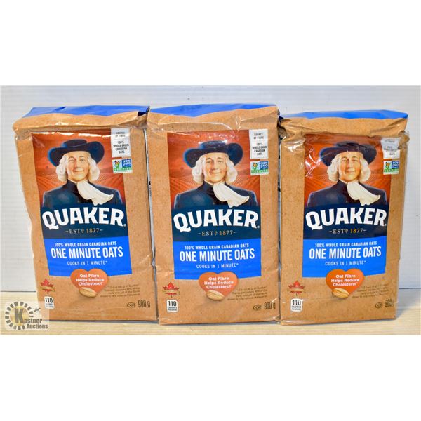 3 BAGS OF QUAKER ONE MINUTE OATS 900G BAGS